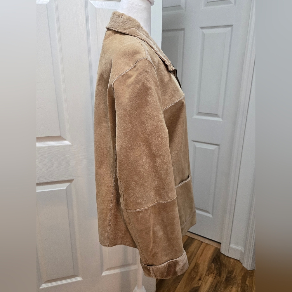 Winlit Women's Suede Jacket, Tan, Size L - Picture 4 of 14